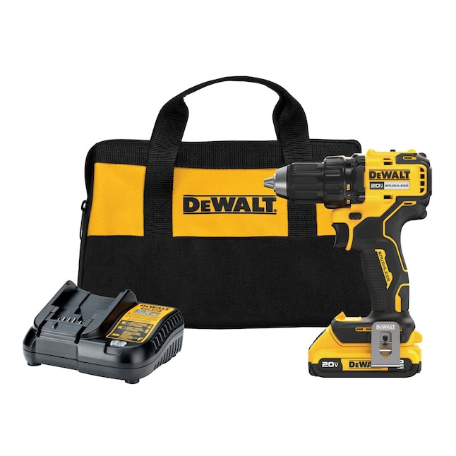 DEWALT - Taladro Inalámbrico Brushless 1/2" 20V con Bolsa y Cargador | Taladro sin cable potente y compacto para proyectos exigentes