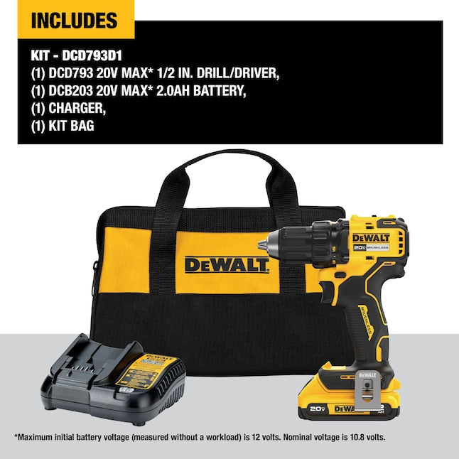DEWALT 20-volt Max 1/2-in Keyless Brushless Cordless Drill 1 -Batteries Included (Soft Bag Included)