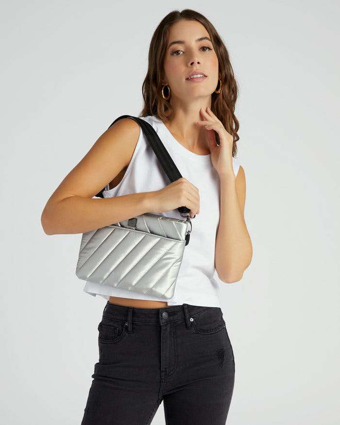 Silver Liquid $|& Think Royln Diagonal Bum Bag 2.0 - SOF Front
