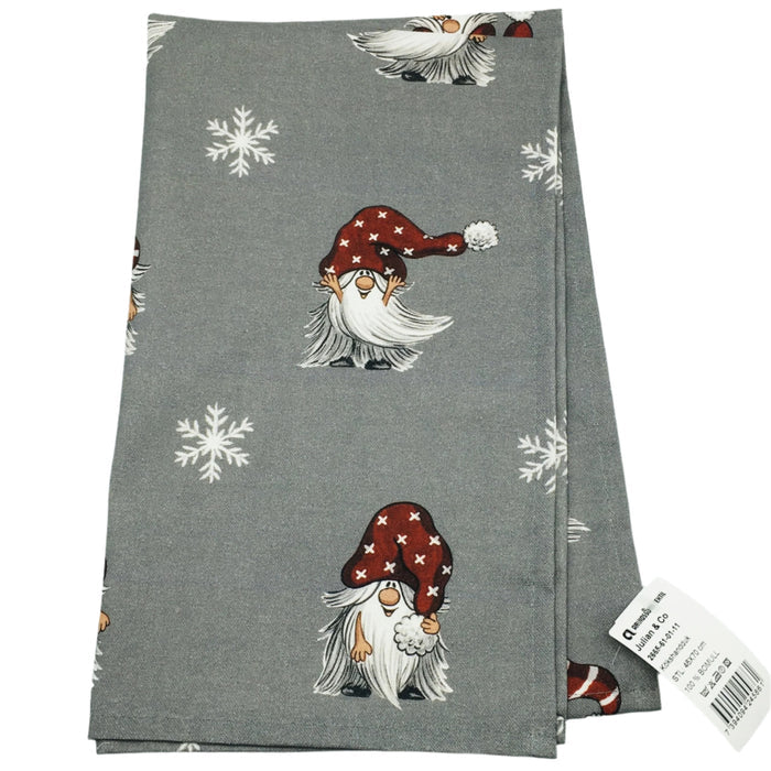 Dish Towel - Gnomes & Snowflakes on Grey