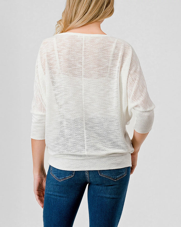 White $|& W. by Wantable Dolman Sleeve Slub Top - Hanger Side
