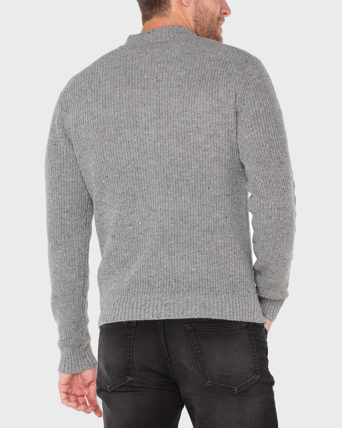 Light Grey $|& Liverpool Donegal Ribbed 1/4 Zip Sweater - Hanger Side