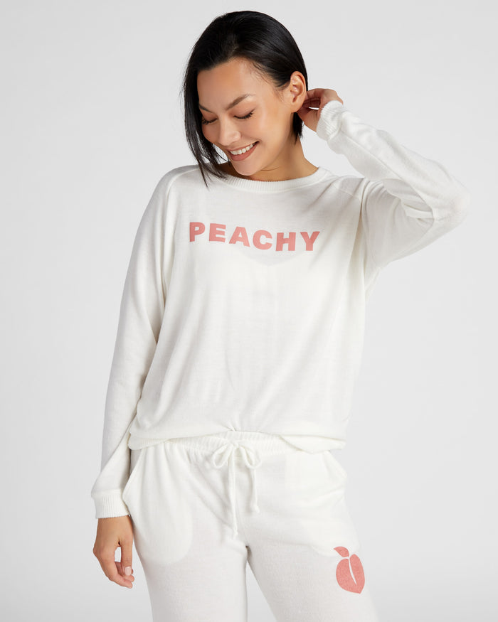 Cream $|& SEAS Dreamy Hacci "Peachy" Graphic Pullover - SOF Front