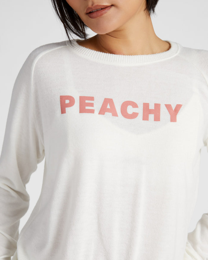 Cream $|& SEAS Dreamy Hacci "Peachy" Graphic Pullover - SOF Detail