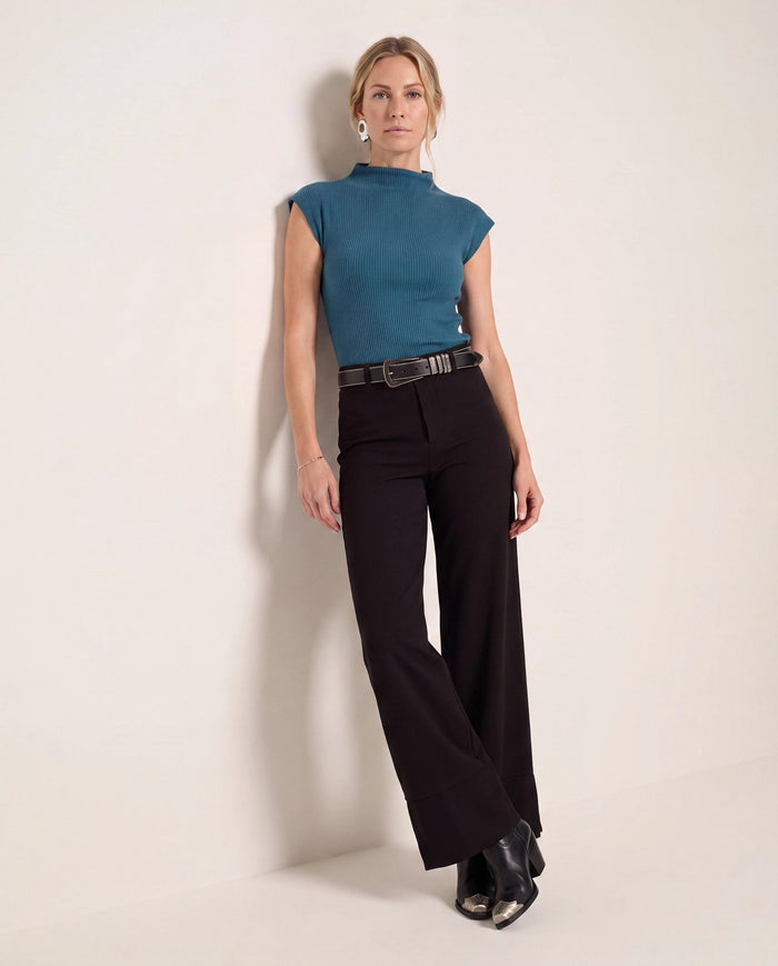 Spruced Up $|& SEAS Eliana Shirred Mock Neck Tee - UGC On Fig
