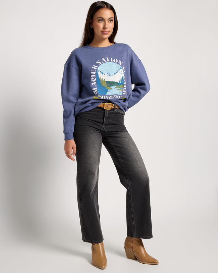 Heather Indigo Haze $|& Herizon Ember Glacier Park Crewneck Pullover - UGC On Fig