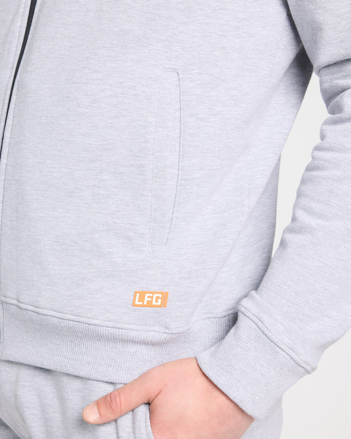 Heather Grey $|& LFG Endurance Hoodie Zip Up - SOF Full Front