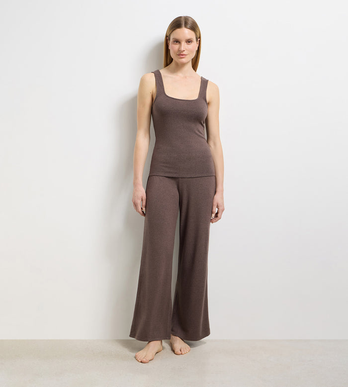 Ensemble pyjama jersey fin marron profond DIM x Ines de la Fressange