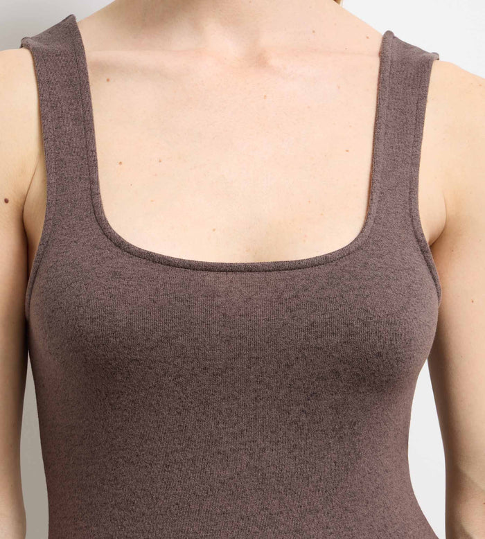Ensemble pyjama jersey fin marron profond DIM x Ines de la Fressange