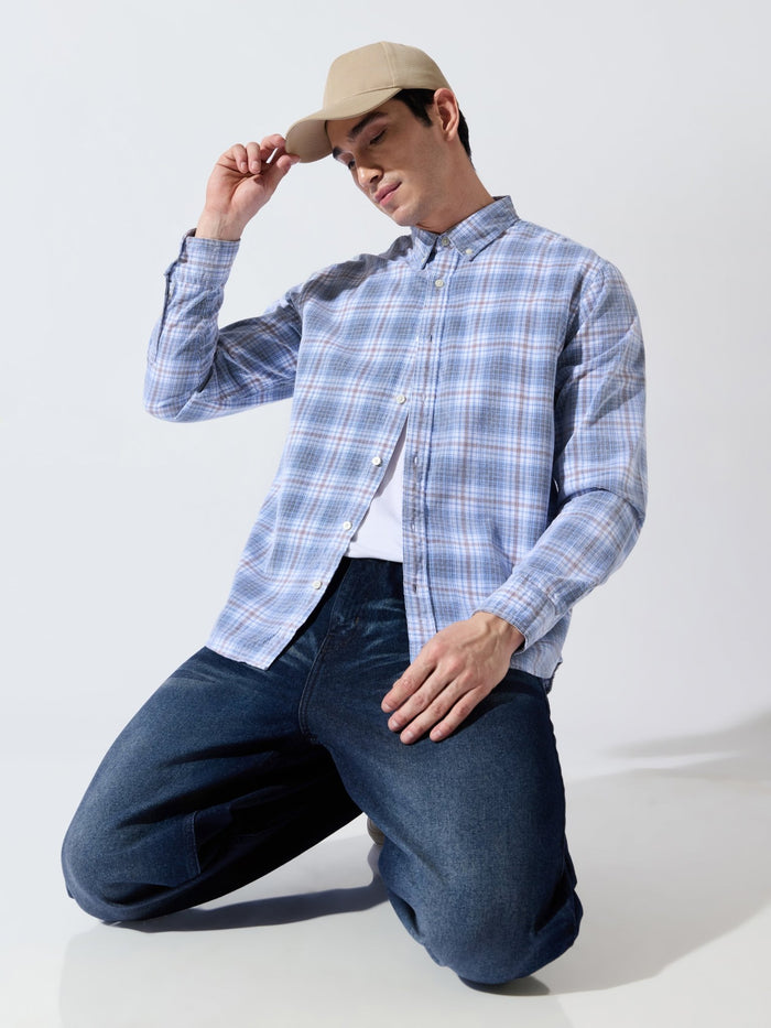 Ermiva - Corduroy Checks Shirt - Blue