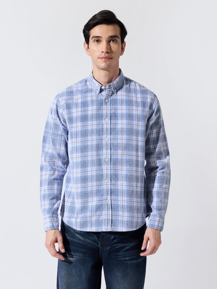 Ermiva - Corduroy Checks Shirt - Blue