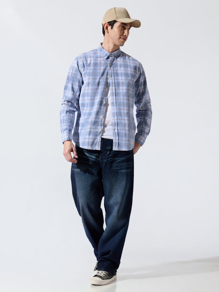 Ermiva - Corduroy Checks Shirt - Blue