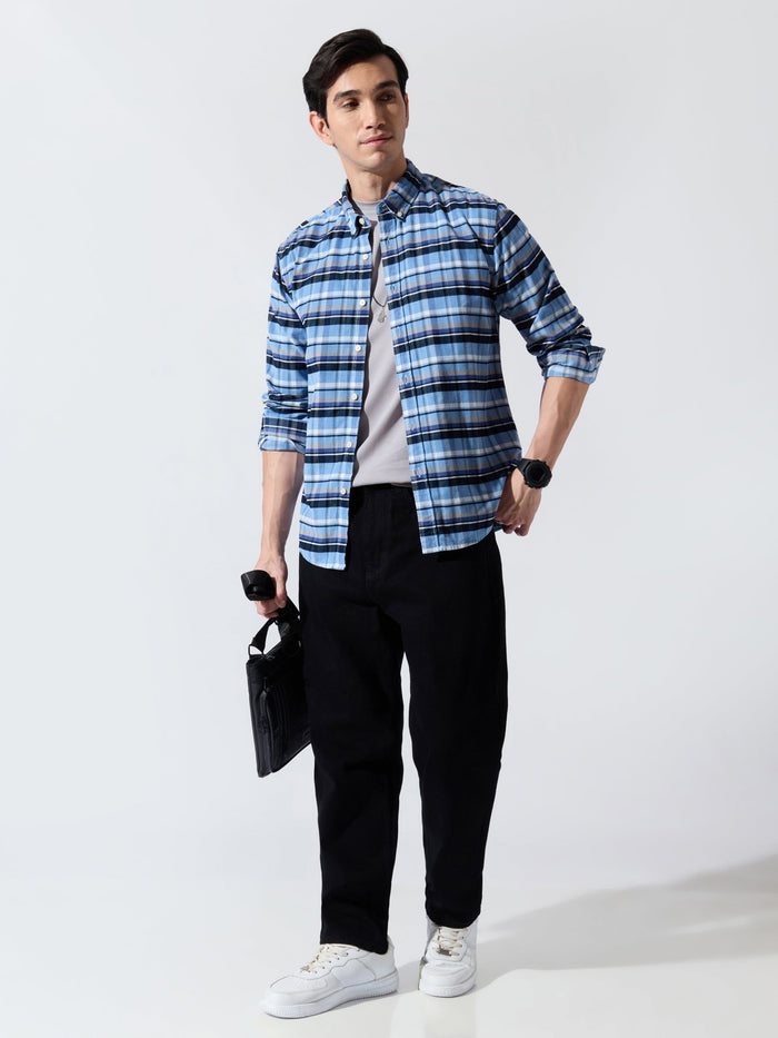 Ermiva - Corduroy Checks Shirt - Tex Blue