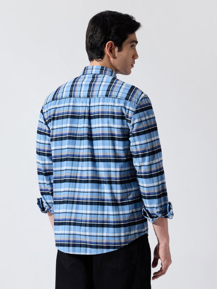 Ermiva - Corduroy Checks Shirt - Tex Blue