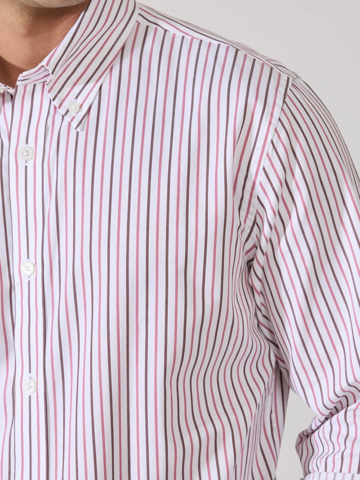 Erzela - Smart Fit Striped Shirt - Brown