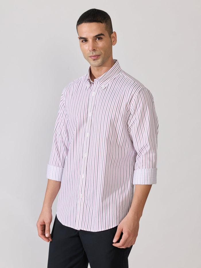 Erzela - Smart Fit Striped Shirt - Brown