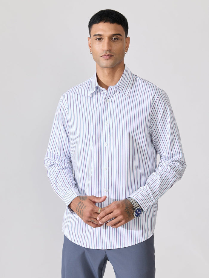 Erzela - Smart Fit Striped Shirt - Indigo
