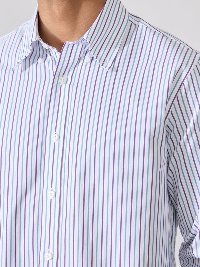 Erzela - Smart Fit Striped Shirt - Indigo