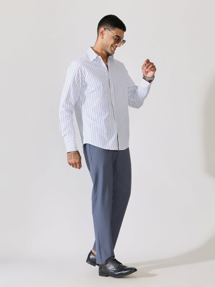 Erzela - Smart Fit Striped Shirt - Indigo