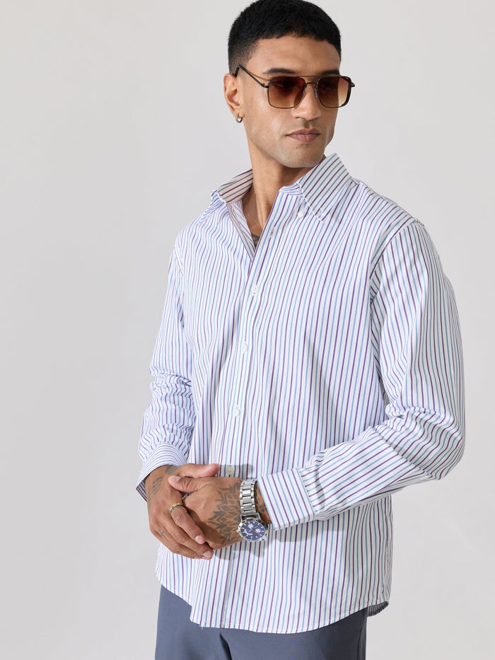 Erzela - Smart Fit Striped Shirt - Indigo