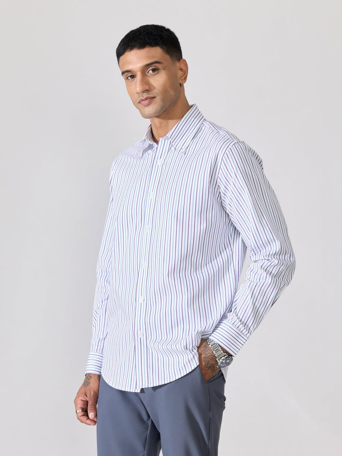 Erzela - Smart Fit Striped Shirt - Indigo