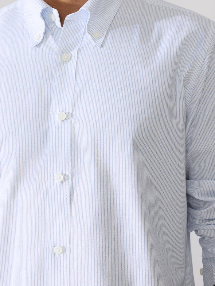 Erzela - Smart Fit Striped Shirt - Light Blue