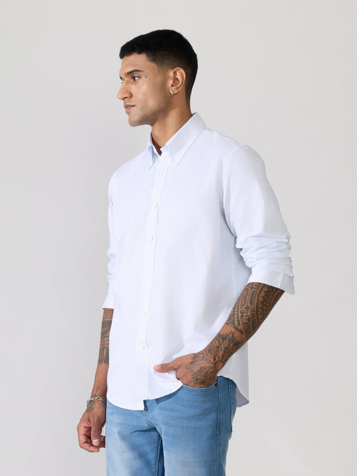 Erzela - Smart Fit Striped Shirt - Light Blue
