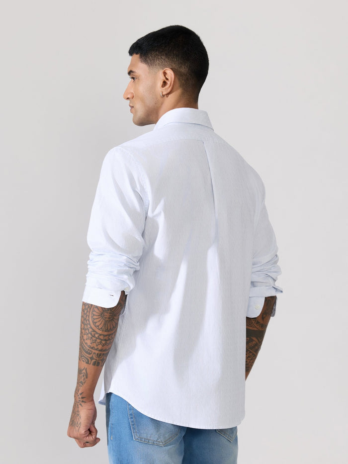 Erzela - Smart Fit Striped Shirt - Light Blue
