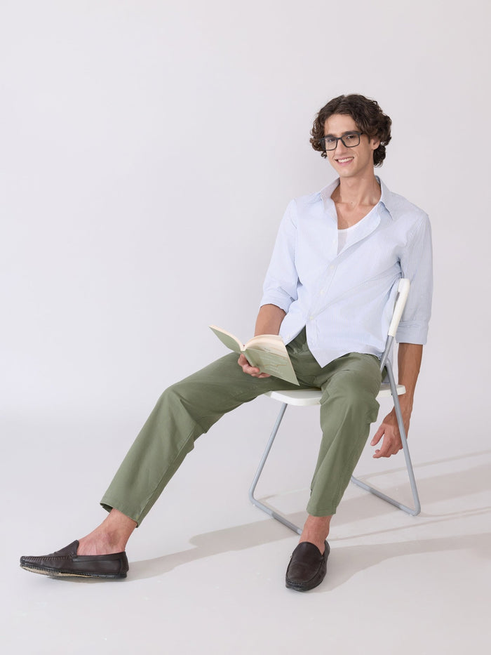Erzela - Smart Fit Striped Shirt - Olive