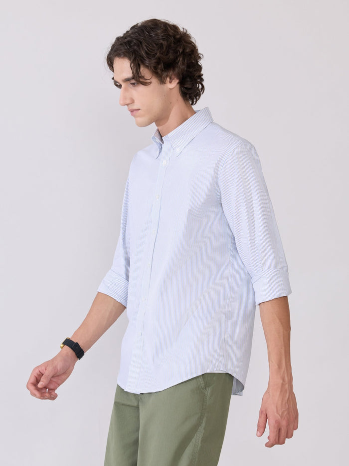 Erzela - Smart Fit Striped Shirt - Olive