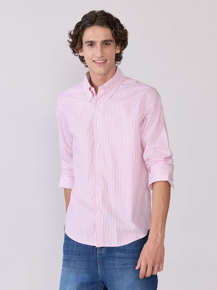 Men's Smart Fit Striped Shirt - Pink
