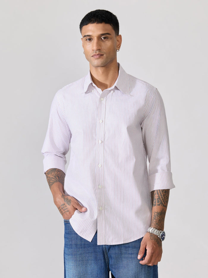 Men's Smart Fit Striped Shirt - Red
