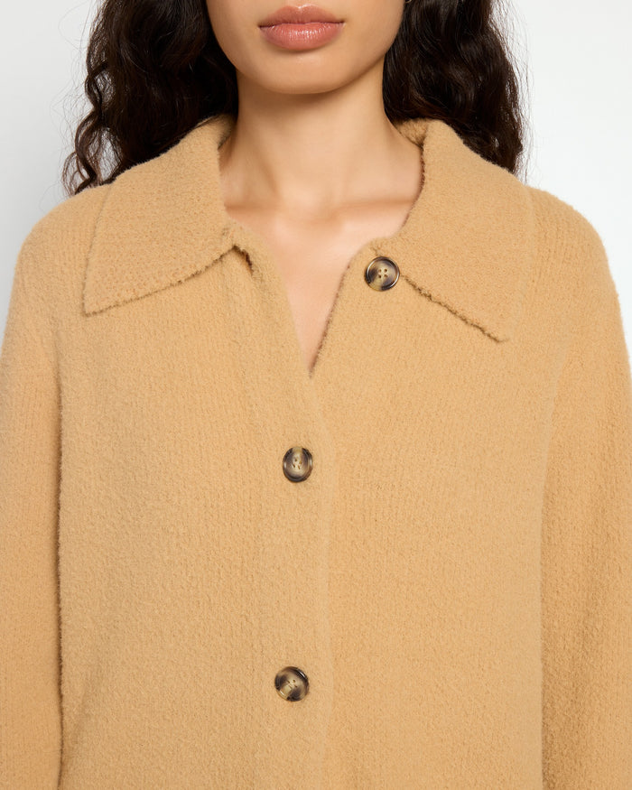 Camel $|& Theo & Spence Essential Cozy Shacket - SOF Full Front