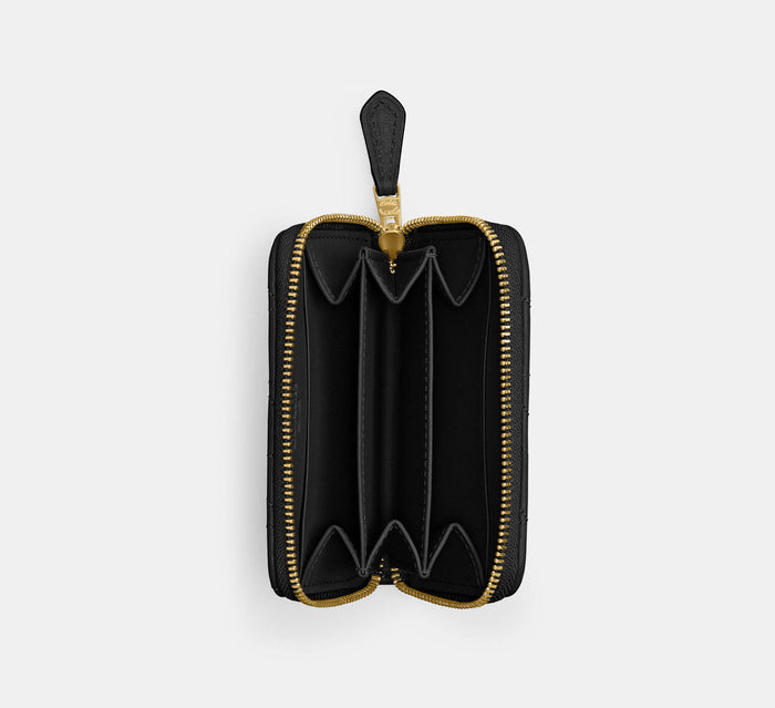 tarjetero Coach para mujer en piel acolchada con herraje dorado #color_CA Brass/Black