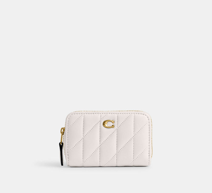 monedero pequeño Coach zip around acolchado de piel #color_CA Brass/Chalk