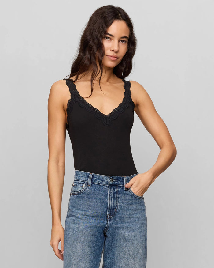 Black $|& Z Supply Eve Lace Tank - VOF Detail