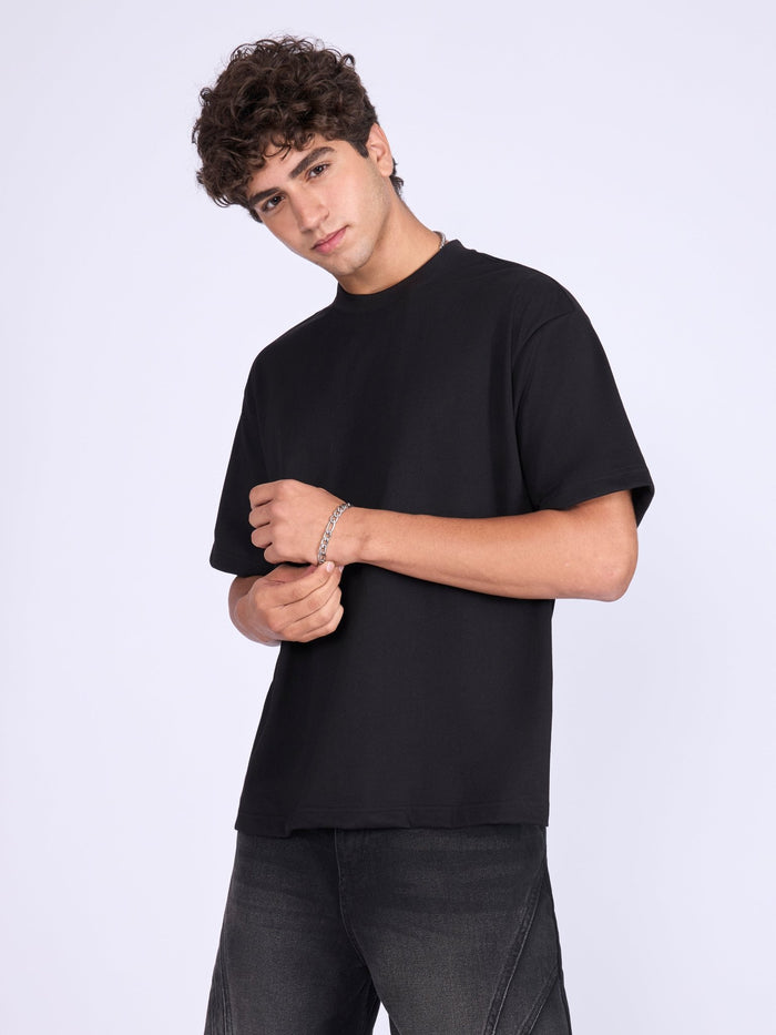 Printed Loose Fit T-Shirt- black