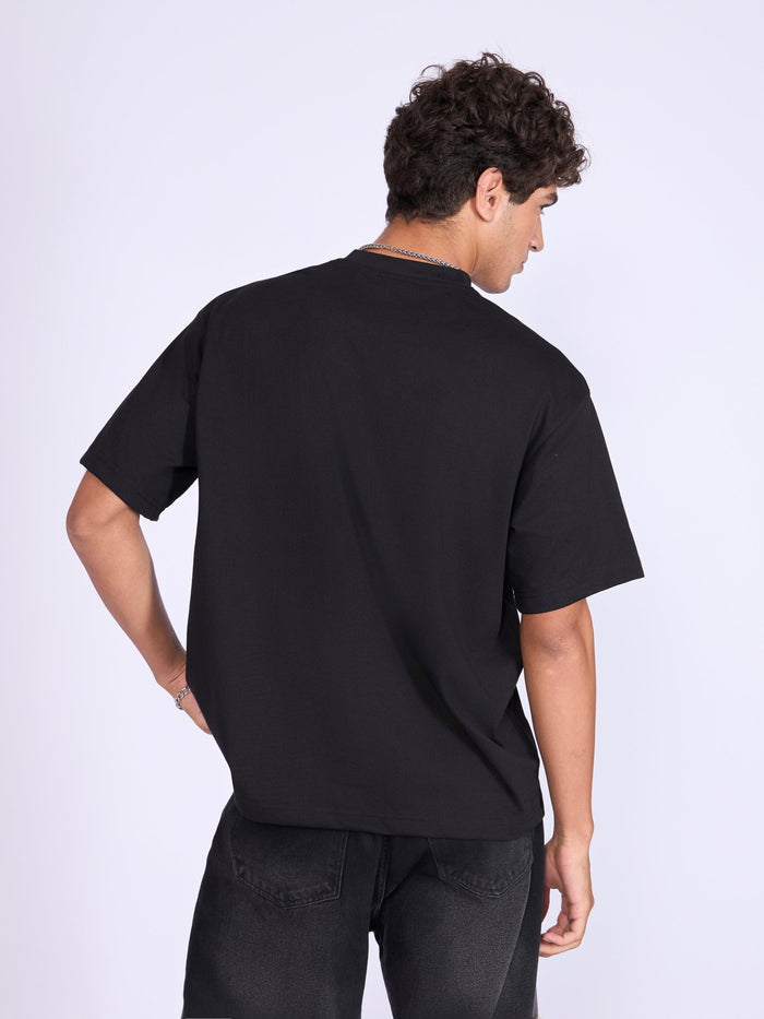Printed Loose Fit T-Shirt- black