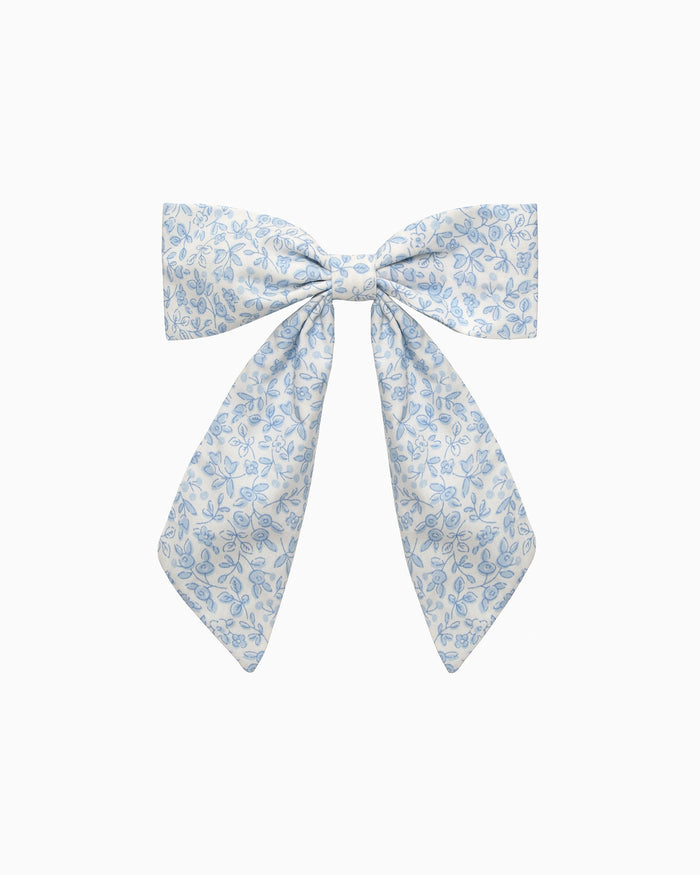 Lily Rose Clip Extra Large Bow Hair Clip in Blue Floral