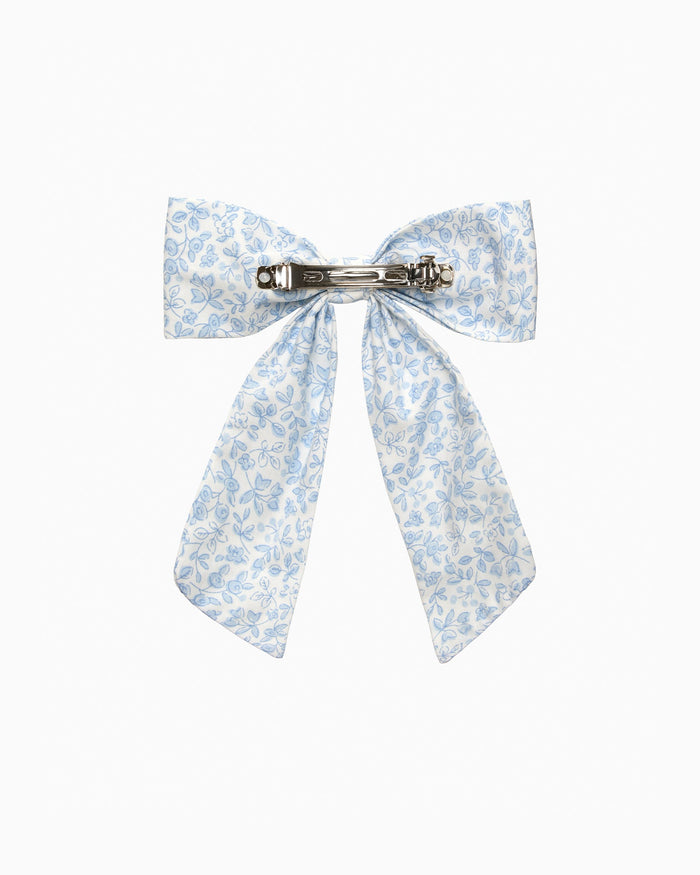 Lily Rose Clip Extra Large Bow Hair Clip in Blue Floral