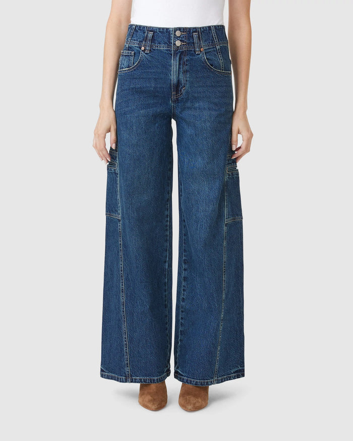 Tide Blue $|& Habitual Extra Wide Leg Cargo Jeans - VOF Front