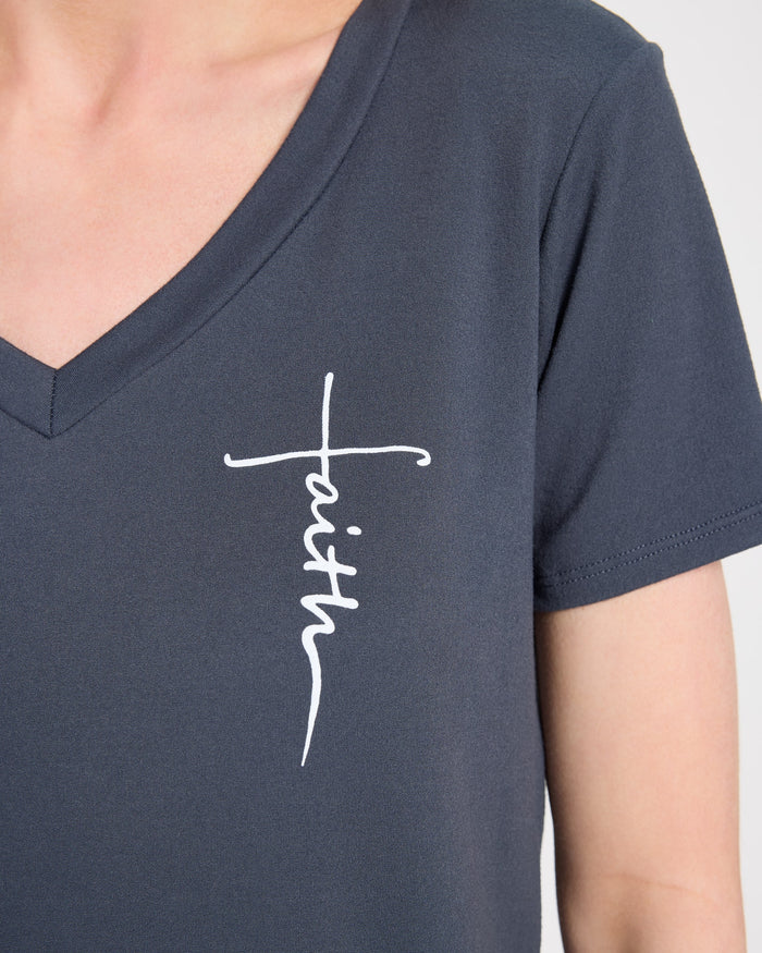 Navy $|& Polagram Faith Over Fear Tee - SOF Back