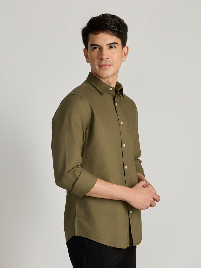 Fakaro -  Turkish Fit Oxford Shirt  - Olive Green