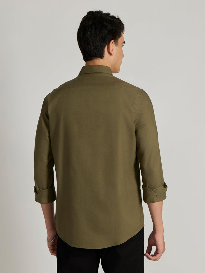 Fakaro -  Turkish Fit Oxford Shirt  - Olive Green