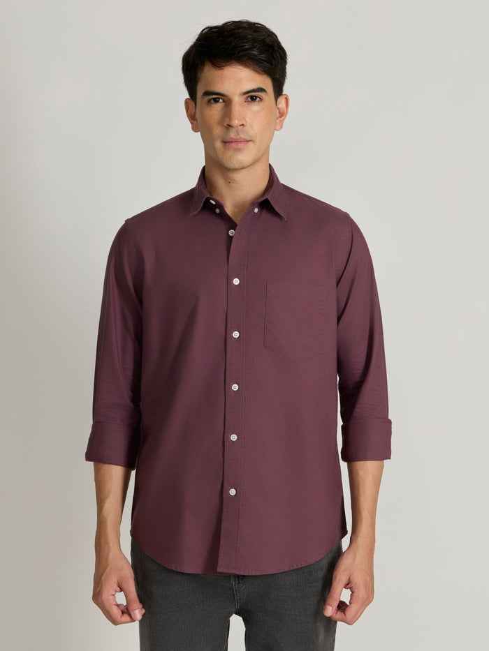 Fakaro -  Turkish Fit Oxford Shirt  - Plum