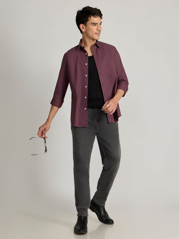 Fakaro -  Turkish Fit Oxford Shirt  - Plum