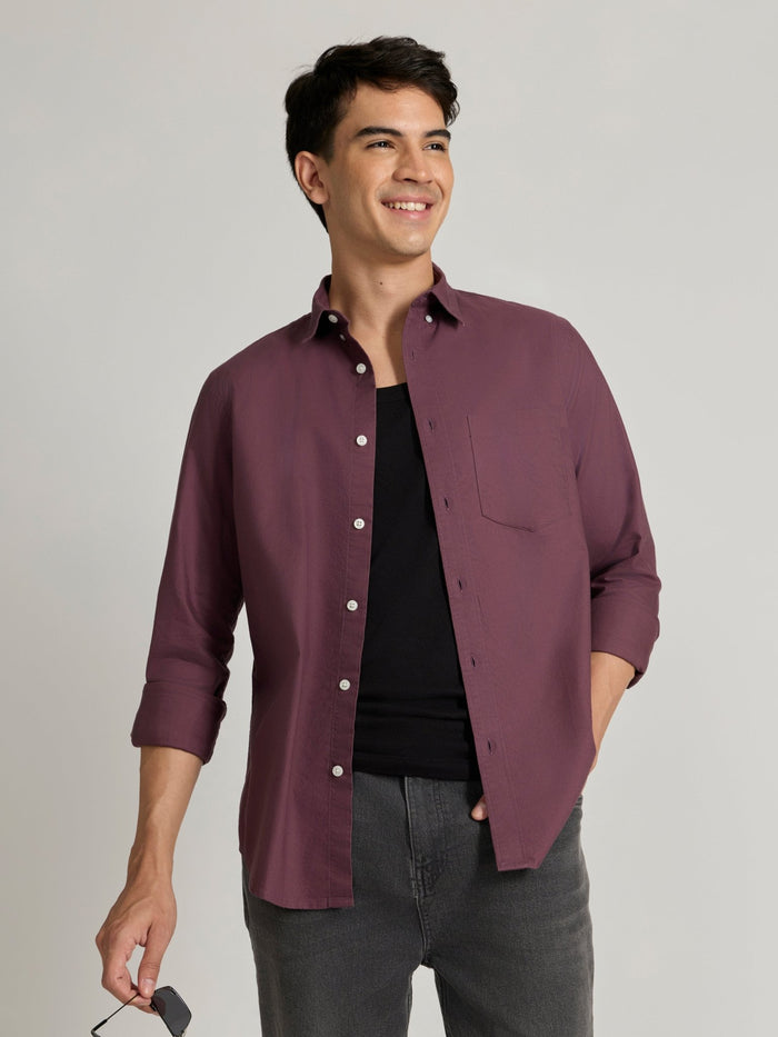 Fakaro -  Turkish Fit Oxford Shirt  - Plum
