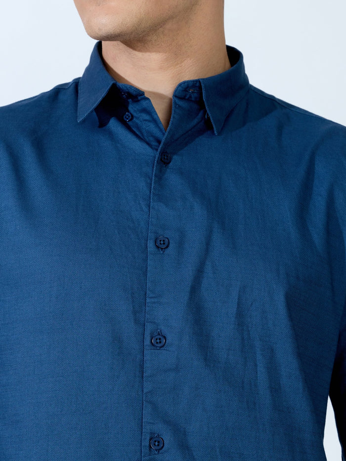 Farana - Navy Blue Dobby Shirt