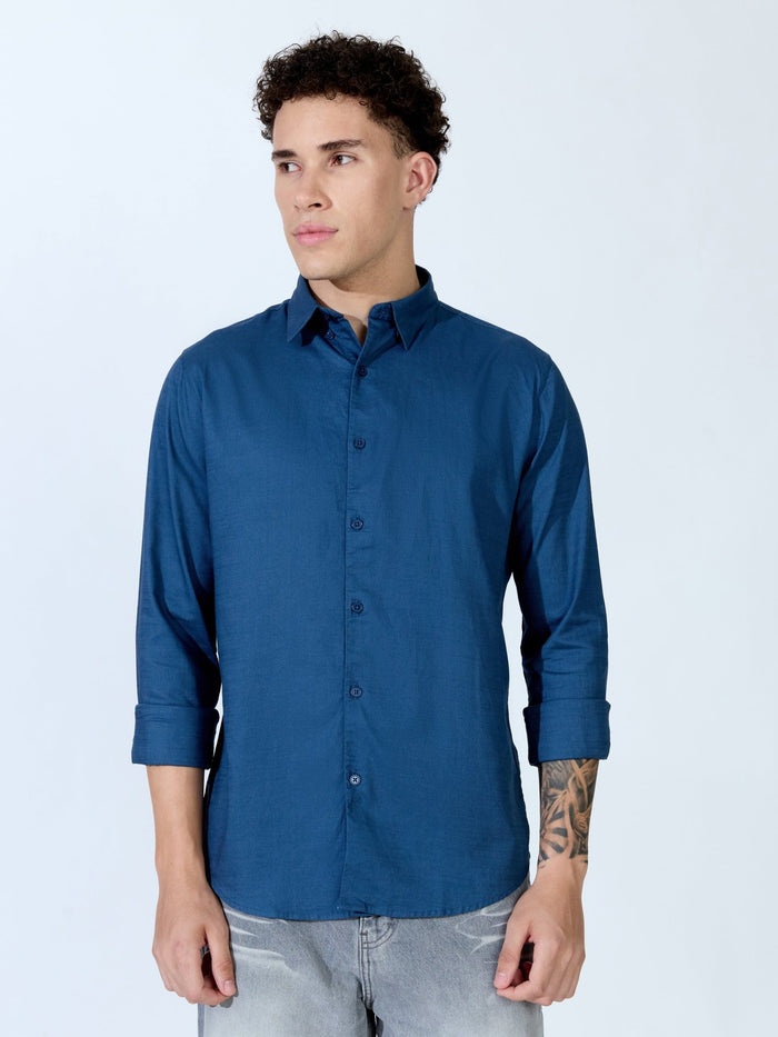 Farana - Navy Blue Dobby Shirt