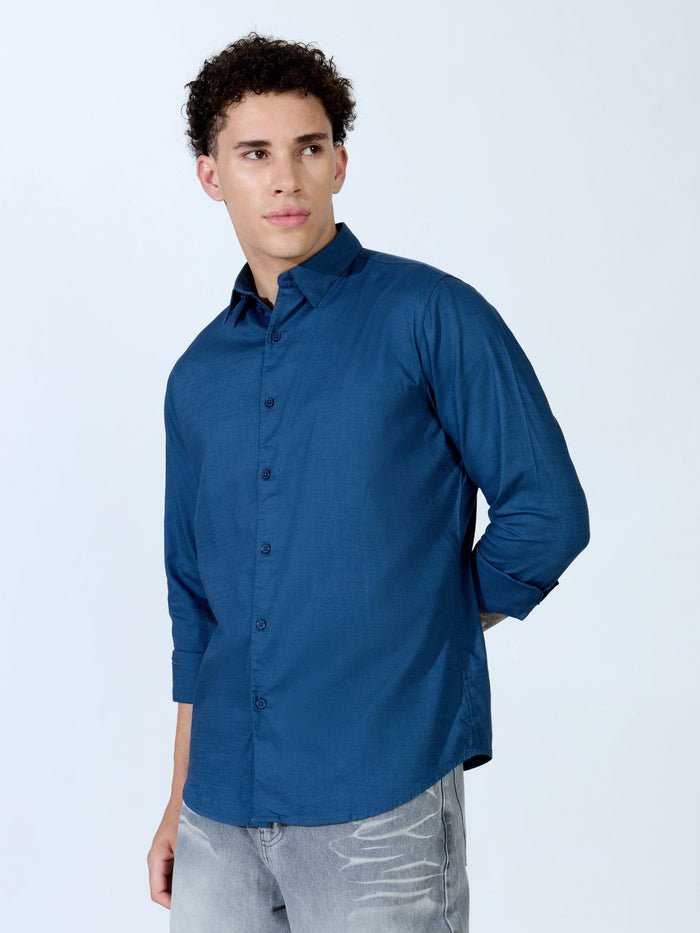 Farana - Navy Blue Dobby Shirt